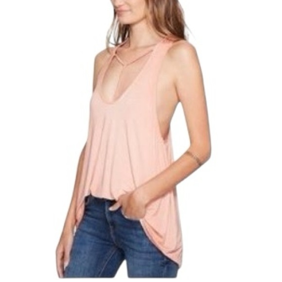 free people Amelia Y strap tank top in peach - Picture 1 of 8